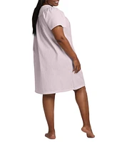 Miss Elaine Plus Snap-Front Short Seersucker Robe