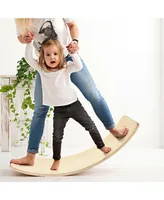 Wooden Wobble Balance Board Kids 35'' Rocker Yoga Curvy Toy