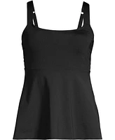 Lands' End Plus Adjustable Scoop Neck Flutter Tankini Top