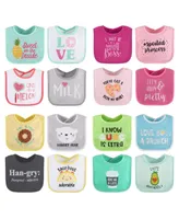 The Peanutshell Baby Girls Baby Terry Bibs, 16 Pack for Feeding, Teething, or Drooling Foods/Neutral Foods