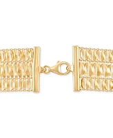 Triple Strand Cleopatra Flexible Link Bracelet in 14k Gold-Plated Sterling Silver