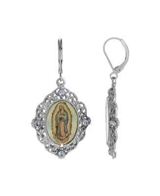 2028 Enamel Crystal Our Lady of Guadalupe Drop Earrings