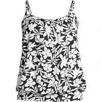 Lands' End Women's Dd-Cup Blouson Tummy Hiding Tankini Swimsuit Top Adjustable Straps