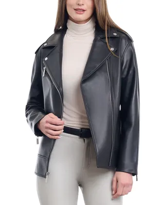 Michael Kors Women's Oversized Leather Moto Jacket