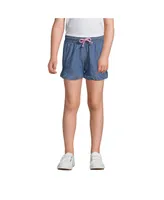 Lands' End Girls Ruffle Hem Chambray Pull On Shorts