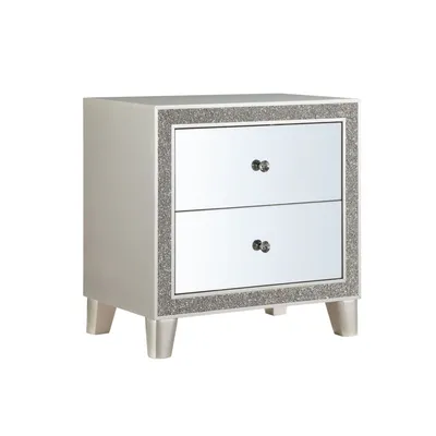 Simplie Fun Sliverfluff Nightstand, Mirrored & Champagne Finish