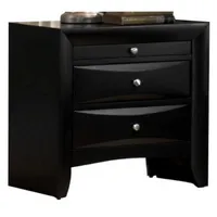 Simplie Fun 1 Piece Contemporary 2 Drawer Nightstand End Table Jewelry Tray Black Finish Solid Wood Wooden