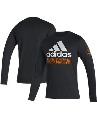 Men's adidas Black Houston Dynamo Fc Vintage-Inspired Performance Long Sleeve T-shirt