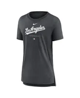 Women's Nike Heather Charcoal Los Angeles Dodgers Authentic Collection Early Work Tri-Blend T-shirt