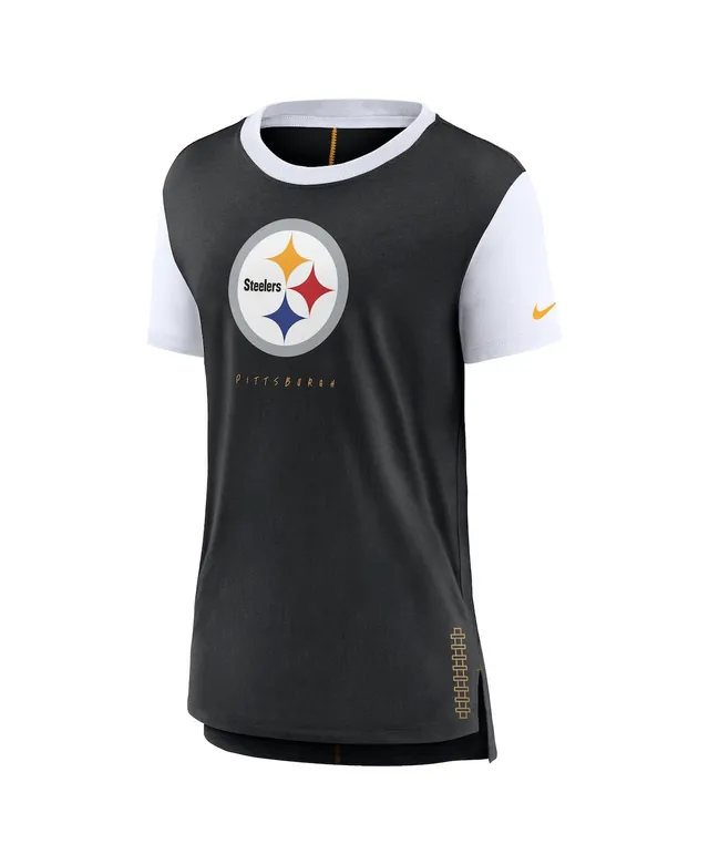 Nike White,heather Black Pittsburgh Steelers Back Cutout Raglan T-shirt