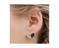 Women's Black and White Fan Shaped Stud Earrings