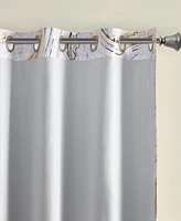 Intelligent Design Rebecca Grommet Top Printed Marble Metallic Total Blackout 1-Piece Curtain Panel, 50" x 63"