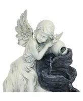 Sunnydaze Decor Angel Falls 29-Inch Solar Fountain with Battery Backup and Led Light - Submersible Pump - Polyresin