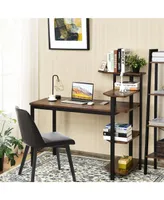 Costway Computer Desk Writing Study Table With Storage Shelves Home Office