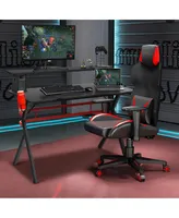 Costway Gaming Computer Desk w/ Monitor Shelf & Storage adjustable