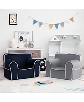 Costway Kids Sofa Toddler Foam Filled Armchair Velvet Fabric Baby