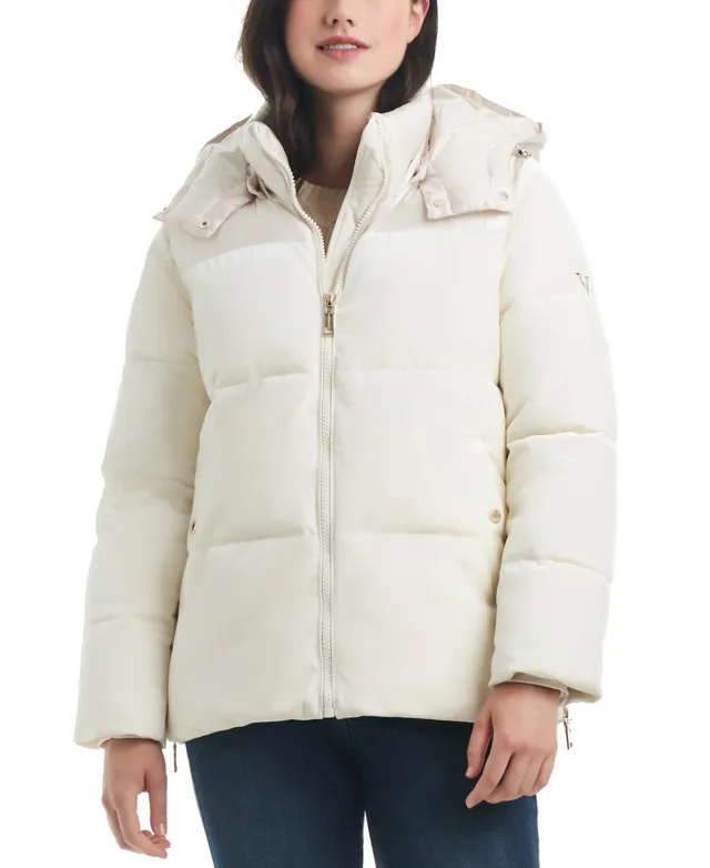 Vince Camuto Women's Belted Quilted Hooded Puffer Coat - Macy's