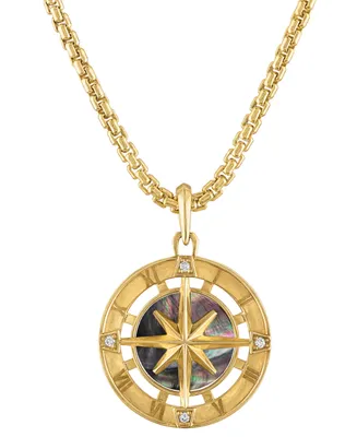 Bulova Men's Marine Star Diamond (1/20 ct. t.w.) Pendant Necklace in 14k Gold-Plated Sterling Silver, 24" + 2" extender