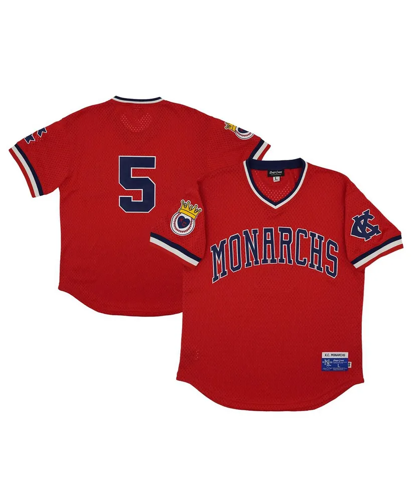 Men's Rings & Crwns #5 Red Kansas City Monarchs Mesh Replica V-Neck Jersey