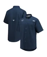 Men's Columbia Navy Dallas Cowboys Tamiami Omni-Shade Button-Down Short Sleeve Shirt