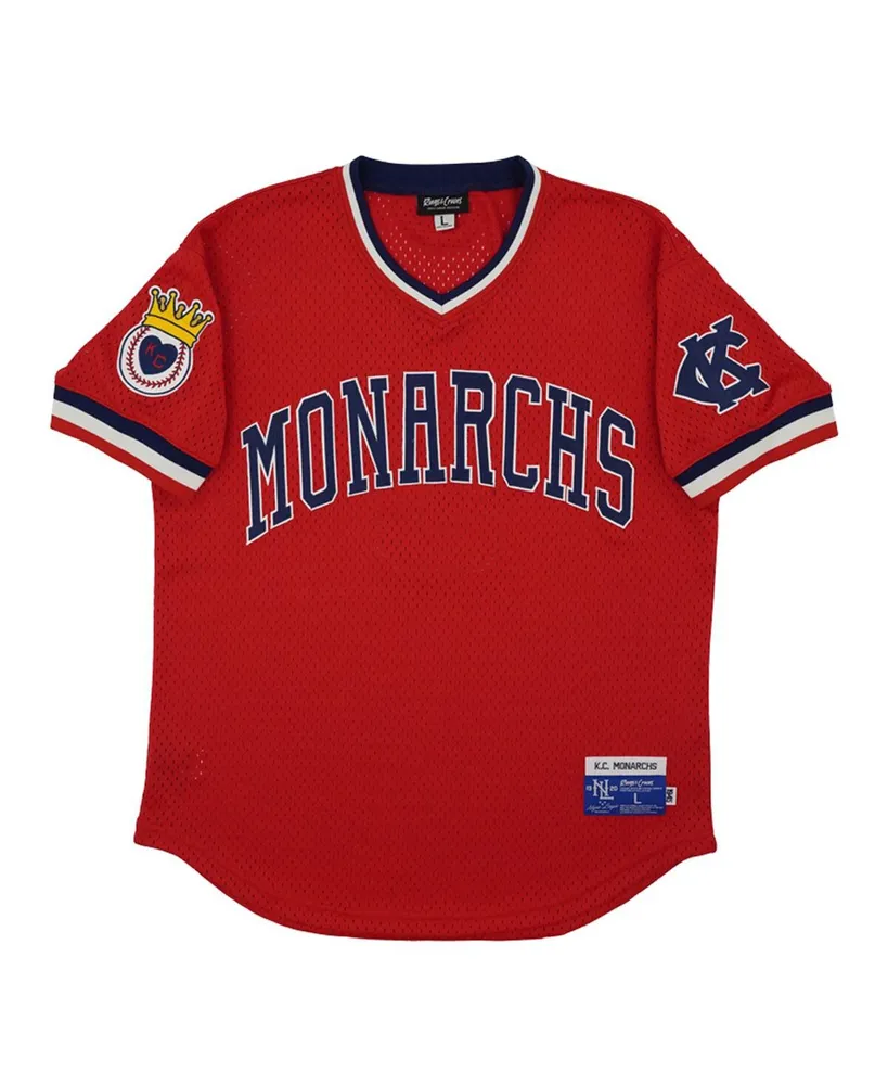 Men's Rings & Crwns #5 Red Kansas City Monarchs Mesh Replica V-Neck Jersey