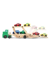 Melissa & Doug Car Carrier Truck and Cars Wooden Toy Set With 1 Truck and 4 Cars