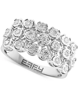 Effy Diamond Triple Row Openwork Ring (1/2 ct. t.w.) in 14k White Gold