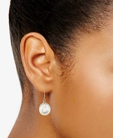 Cultured Freshwater Pearl (11mm) Leverback Drop Earrings in 14k Rose Gold