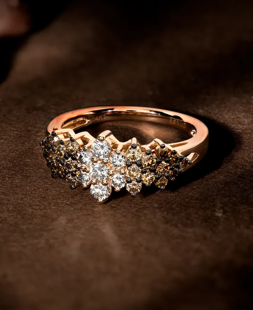 Le Vian Chocolate Ombre Diamond Cluster Ring (1 ct. t.w.) 14k Rose Gold, White Gold or Yellow