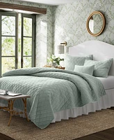 Laura Ashley Solid Velvet Diamond Stitch Piece Quilt Set