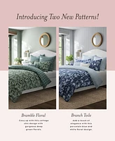 Laura Ashley Bramble Floral Cotton Reversible 7 Piece Comforter Set