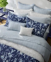 Laura Ashley Branch Toile Cotton Reversible 7 Piece Comforter Set