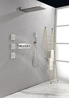 Wall Mounted Waterfall Rain Shower System With 3 Body Sprays & Handheld Shower