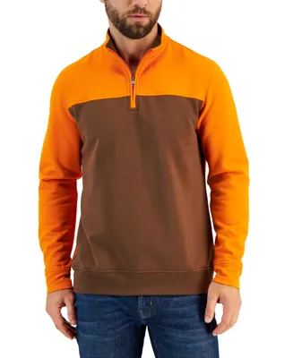 Club Room Men's Colorblocked Quarter-Zip Fleece Sweater