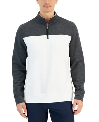 Club Room Men's Colorblocked Quarter-Zip Fleece Sweater, Created for Macy's