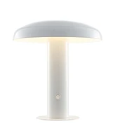 Suillius 11" Contemporary Bohemian Rechargeable, Cordless Iron Integrated Led Mushroom Table Lamp