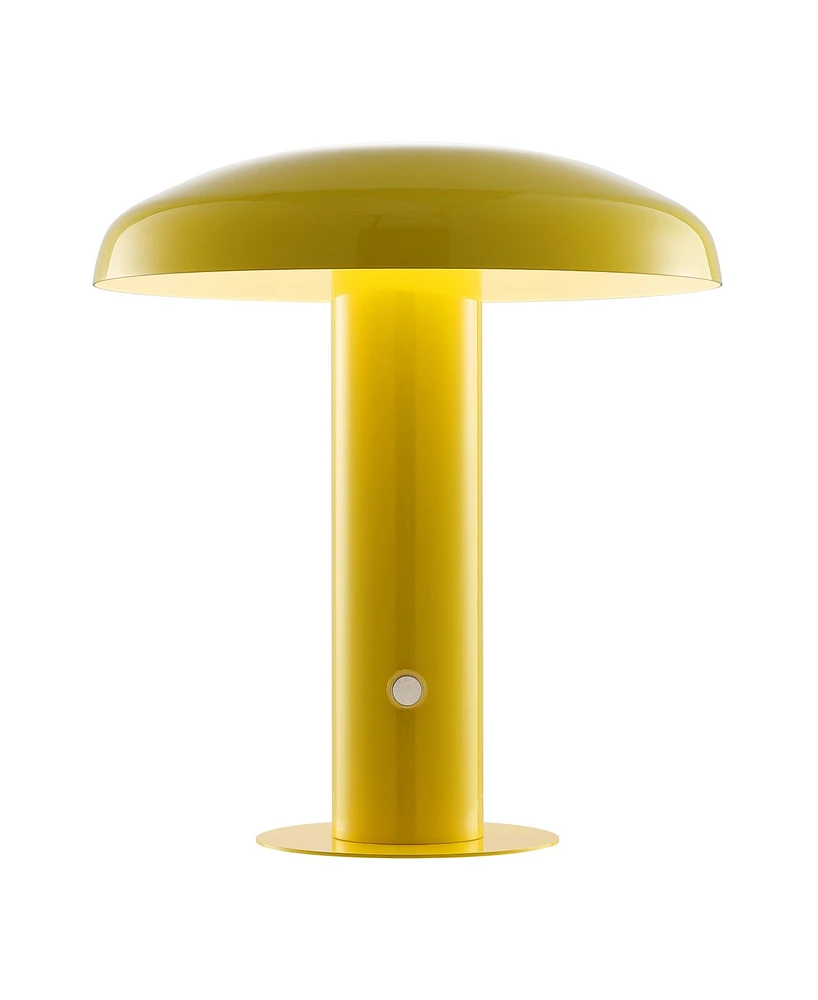 Suillius 11" Contemporary Bohemian Rechargeable, Cordless Iron Integrated Led Mushroom Table Lamp