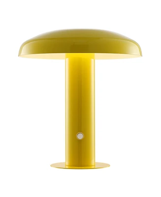 Suillius 11" Contemporary Bohemian Rechargeable, Cordless Iron Integrated Led Mushroom Table Lamp