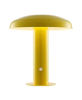 Suillius 11" Contemporary Bohemian Rechargeable, Cordless Iron Integrated Led Mushroom Table Lamp