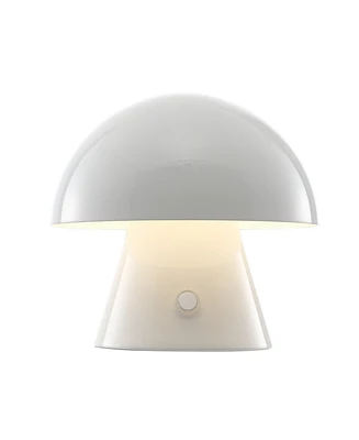 Porcini 7" Contemporary Bohemian Rechargeable, Cordless Iron Integrated Led Mushroom Table Lamp