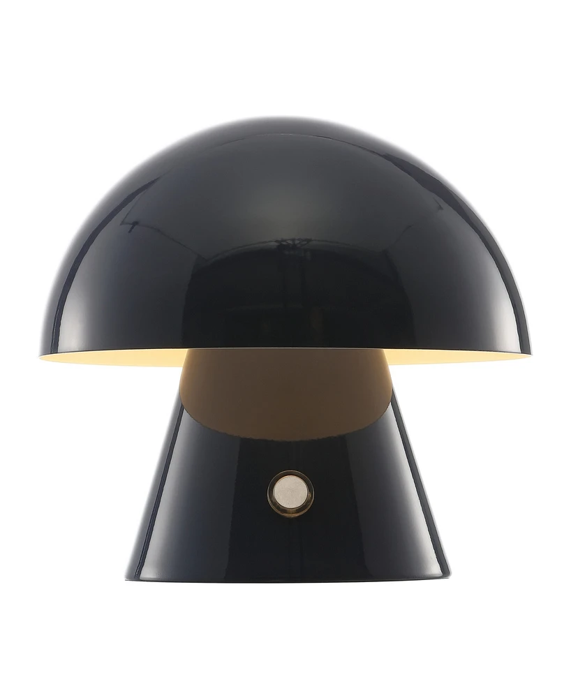 Porcini 7" Contemporary Bohemian Rechargeable, Cordless Iron Integrated Led Mushroom Table Lamp