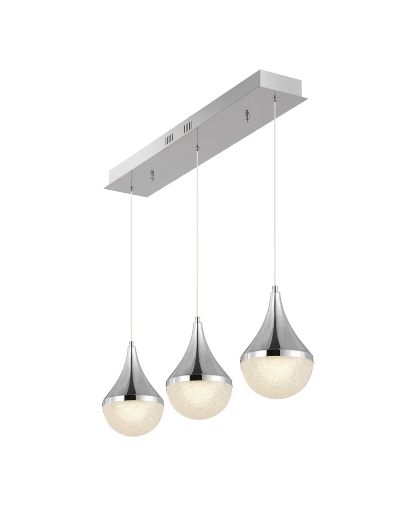 Elyse Teardrop 33" 3-Light Modern Mid-Century Iron, Acrylic Integrated Linear Led Pendant