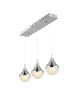 Elyse Teardrop 33" 3-Light Modern Mid-Century Iron, Acrylic Integrated Linear Led Pendant