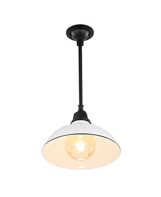Jasper 12.25" 1-Light Farmhouse Industrial Indoor, Outdoor Iron Led Pendant