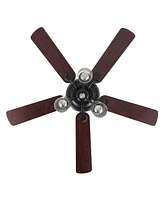 Lucas 52" 3-Light Rustic Industrial Iron, Wood, Seeded Glass Mobile-App, Remote-Controlled Led Ceiling Fan