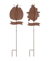 Glitzhome 36.25" H Fall Metal Scarecrow Pumpkin Yard Stake, Set of 2