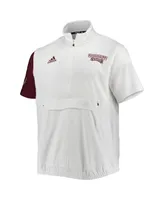 Men's adidas White Mississippi State Bulldogs M Stm Aeroready Half-Zip Jacket