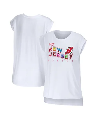 Women's Wear by Erin Andrews White New Jersey Devils Greetings From Muscle T-shirt