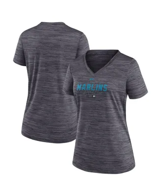 Women's Nike Black Miami Marlins Authentic Collection Velocity Practice Performance V-Neck T-shirt