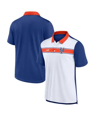 Men's Nike White, Royal New York Mets Rewind Stripe Polo Shirt